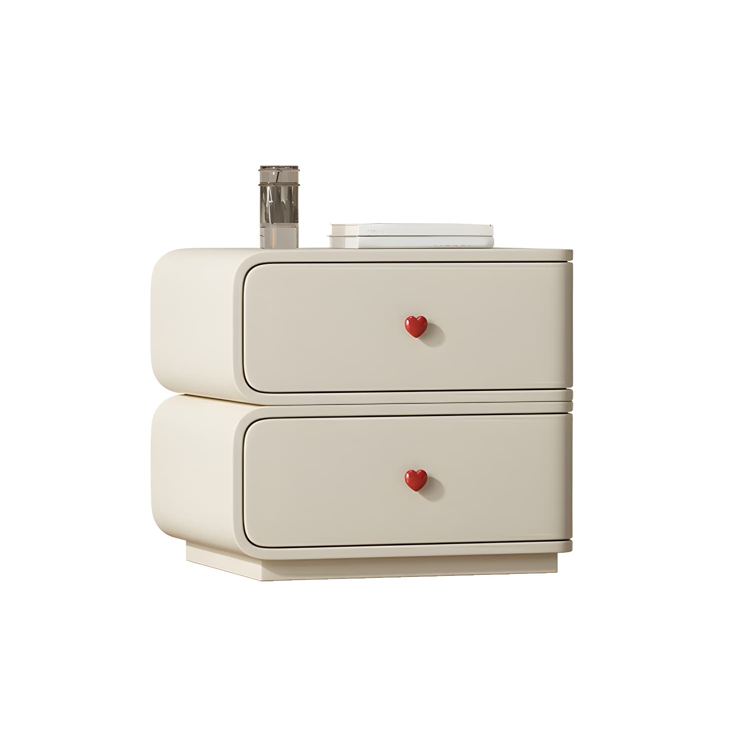Contemporary Solid Wood Frame Nightstand with Microfiber Leather Silent Slide Two Drawers thumbnail 17