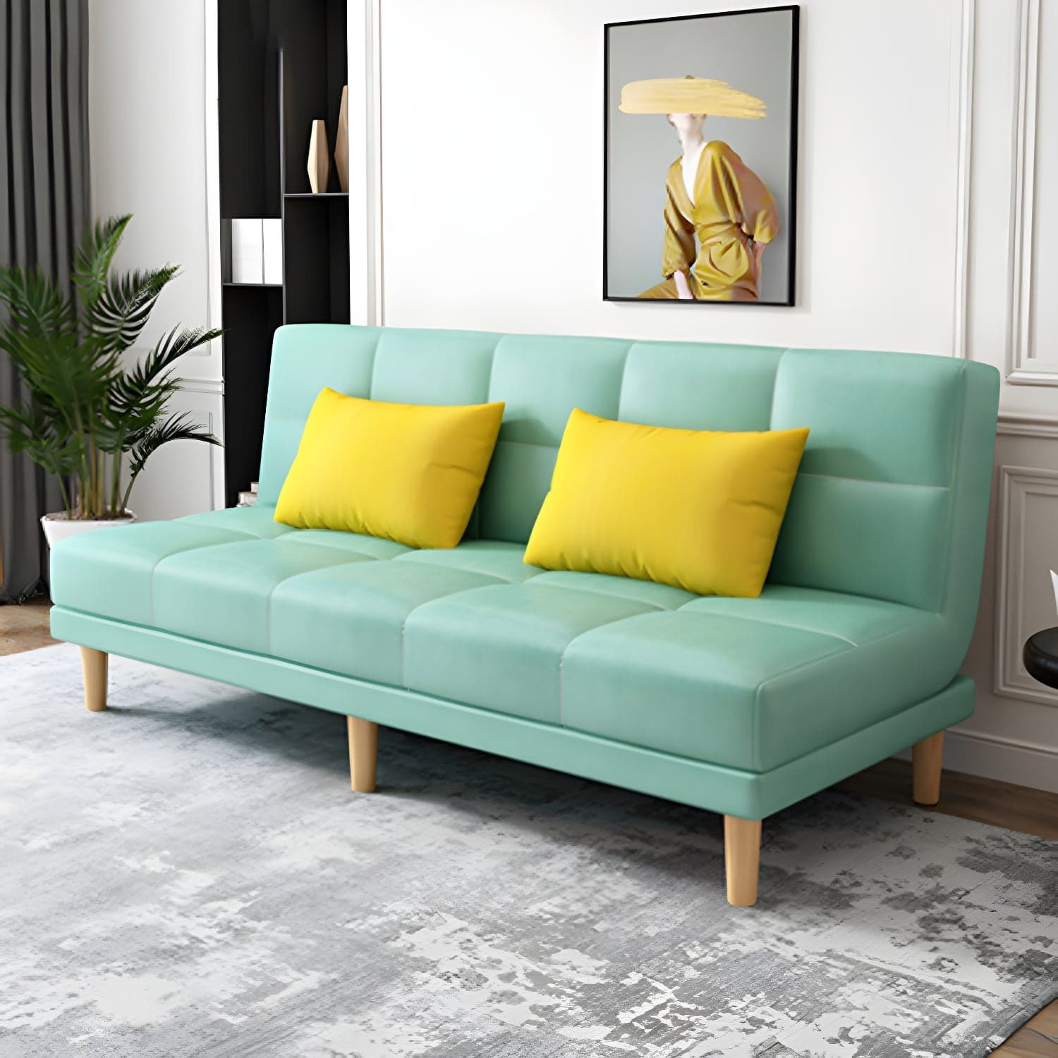 Modern Armless Settee 27.55" W Convertible Sleeper Sofa for Living Room thumbnail 5