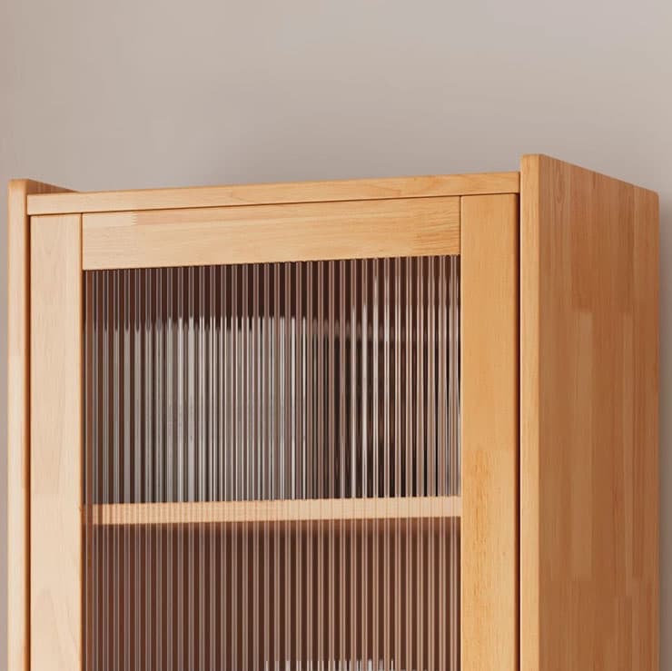 Scandinavian Solid Wood Accent Cabinet with Glass Door, 1 Cabinet and 2 Drawers for Living Room thumbnail 8