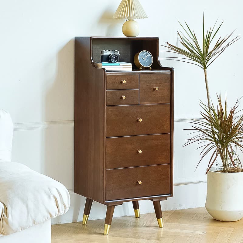 Five-Drawer Wooden Dresser, Natural Color, Modern Design, 50in Length, Pre-Drilled thumbnail 10