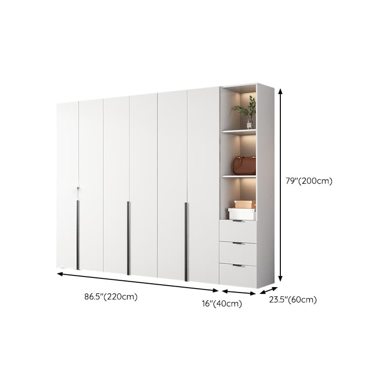 White Wood Wardrobe Armoire with Hinged Doors and Shelves Included thumbnail 28