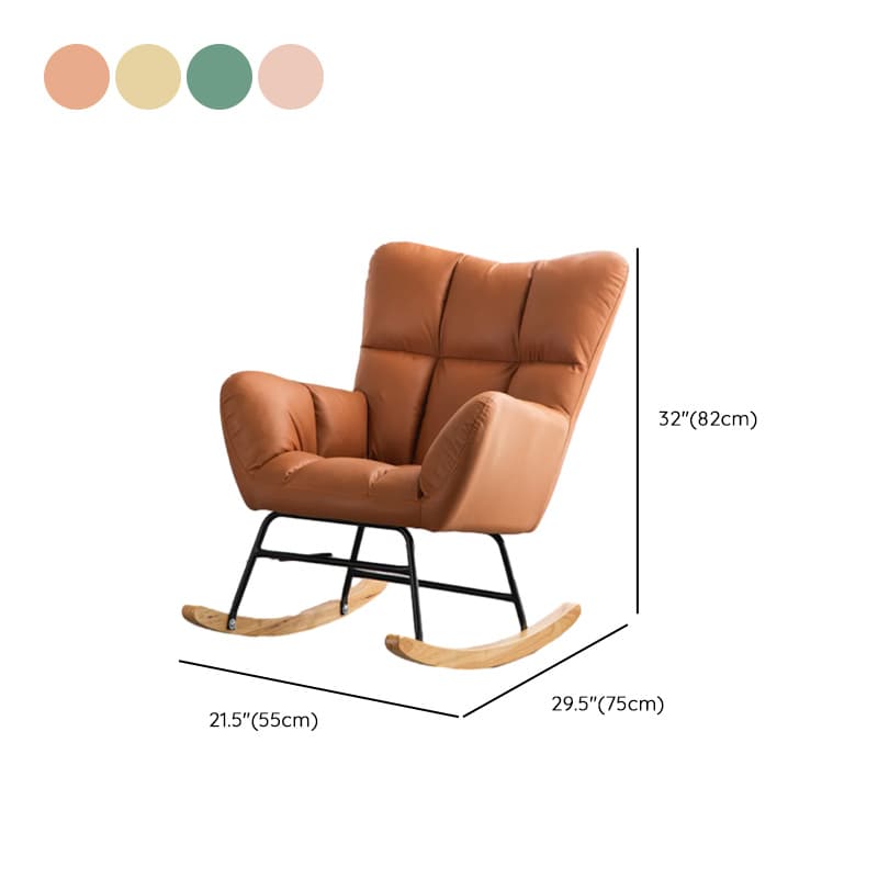 Midnight Black/Olive Green/Lemon Color Ergonomic Stationary Rocking Chair Couch with Rear & Round Arm thumbnail 26