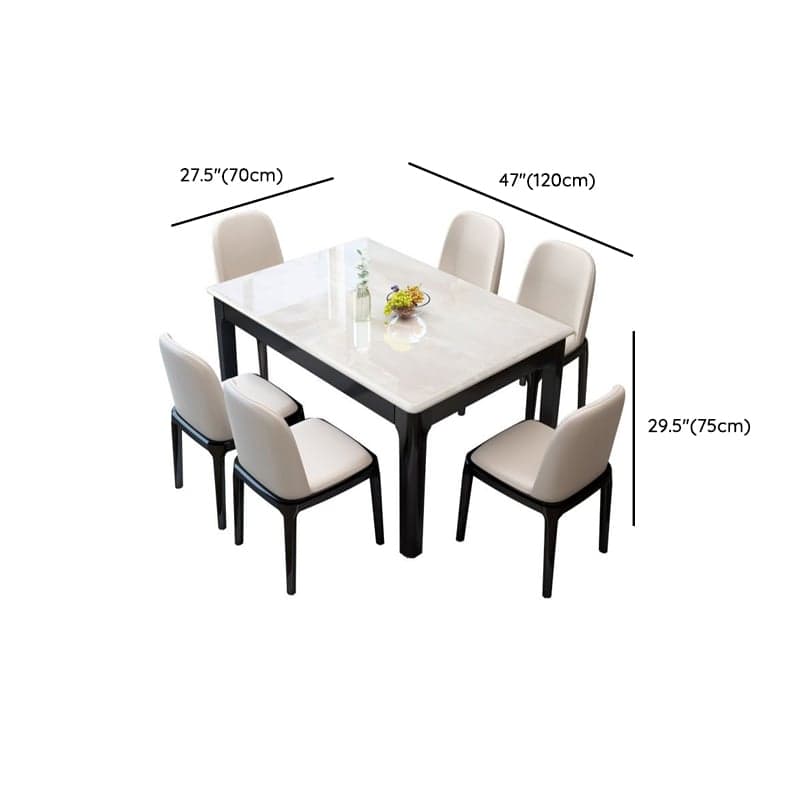 Trendy Slate Dining Table Set with Four Legs, Padded Chair, Back, Chalk Color thumbnail 8