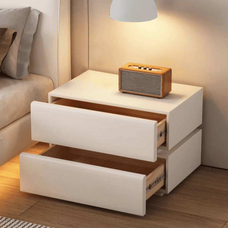 Art Deco Style Bedside Cabinet Nightstand with 2 Drawers and Pine Countertop thumbnail 9