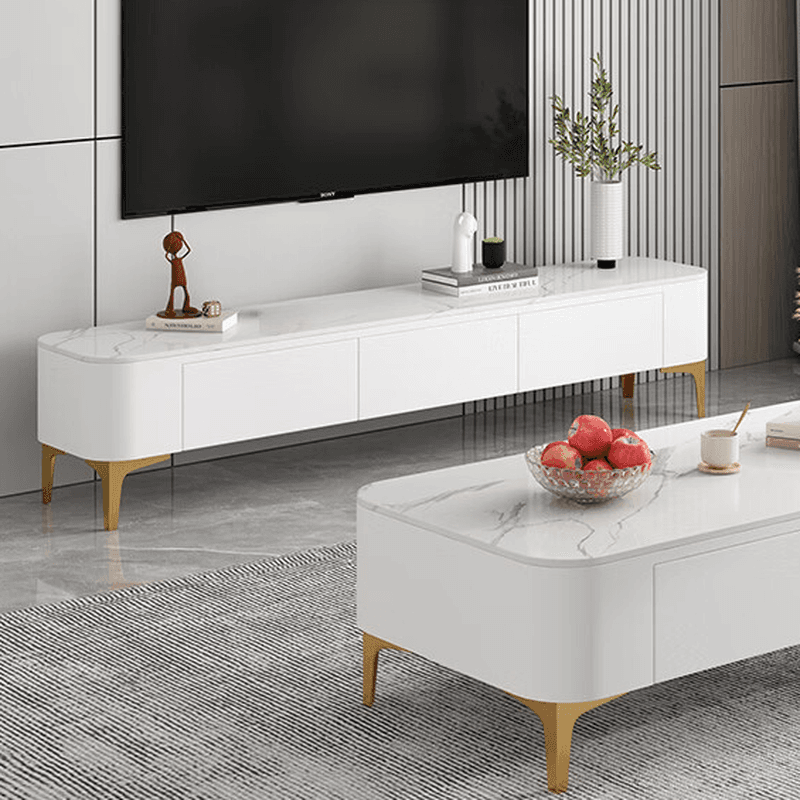 Modish Vitreous TV Stand with 3 Drawers for Sitting Room thumbnail 6