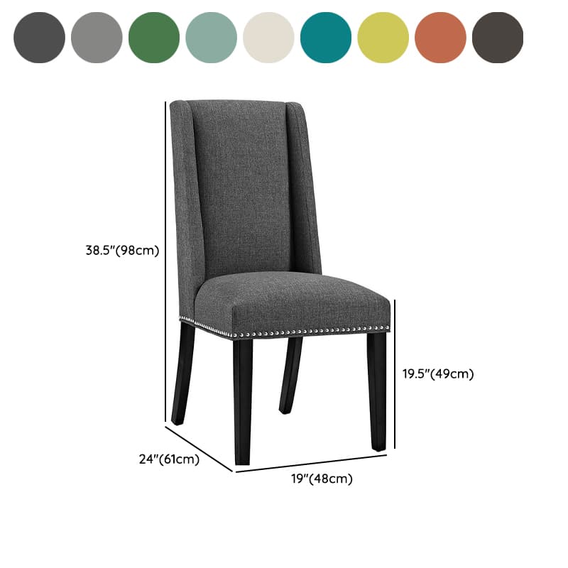 Flannel/Linen/PU Upholstered Stable Framed Armless Chair with Parsons Back and Nailhead Trim for Dinette in a Trendy Style thumbnail 19