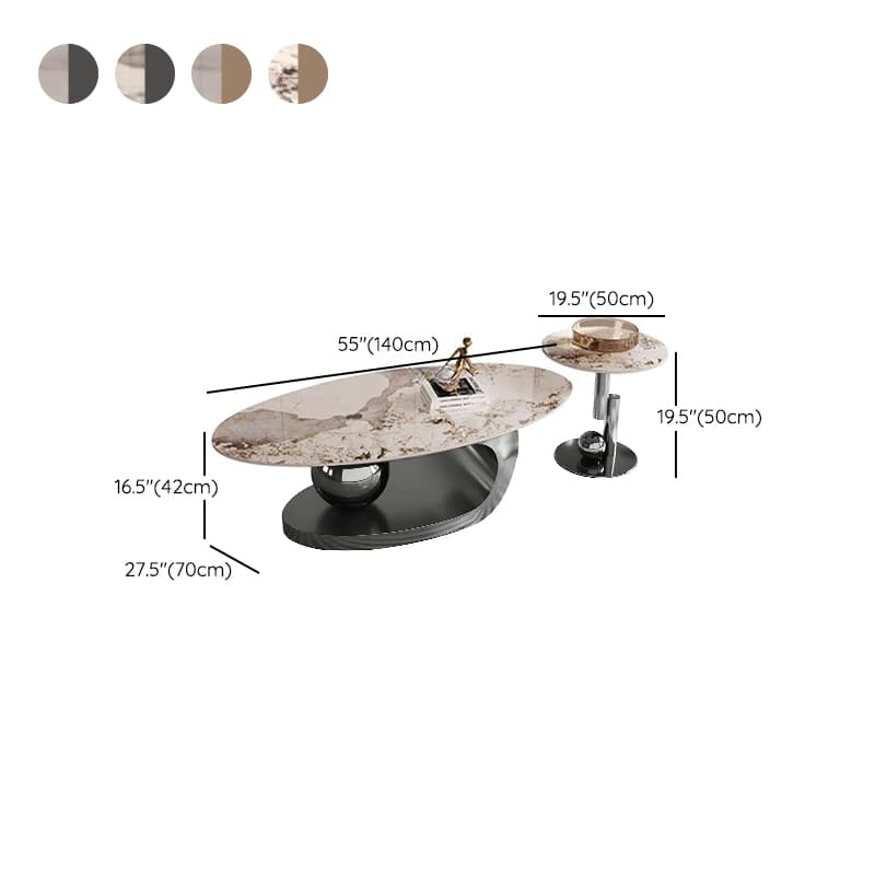 Luxurious Abstract Base Coffee Table with Elliptic Scratch-Resistant Stone Top thumbnail 18