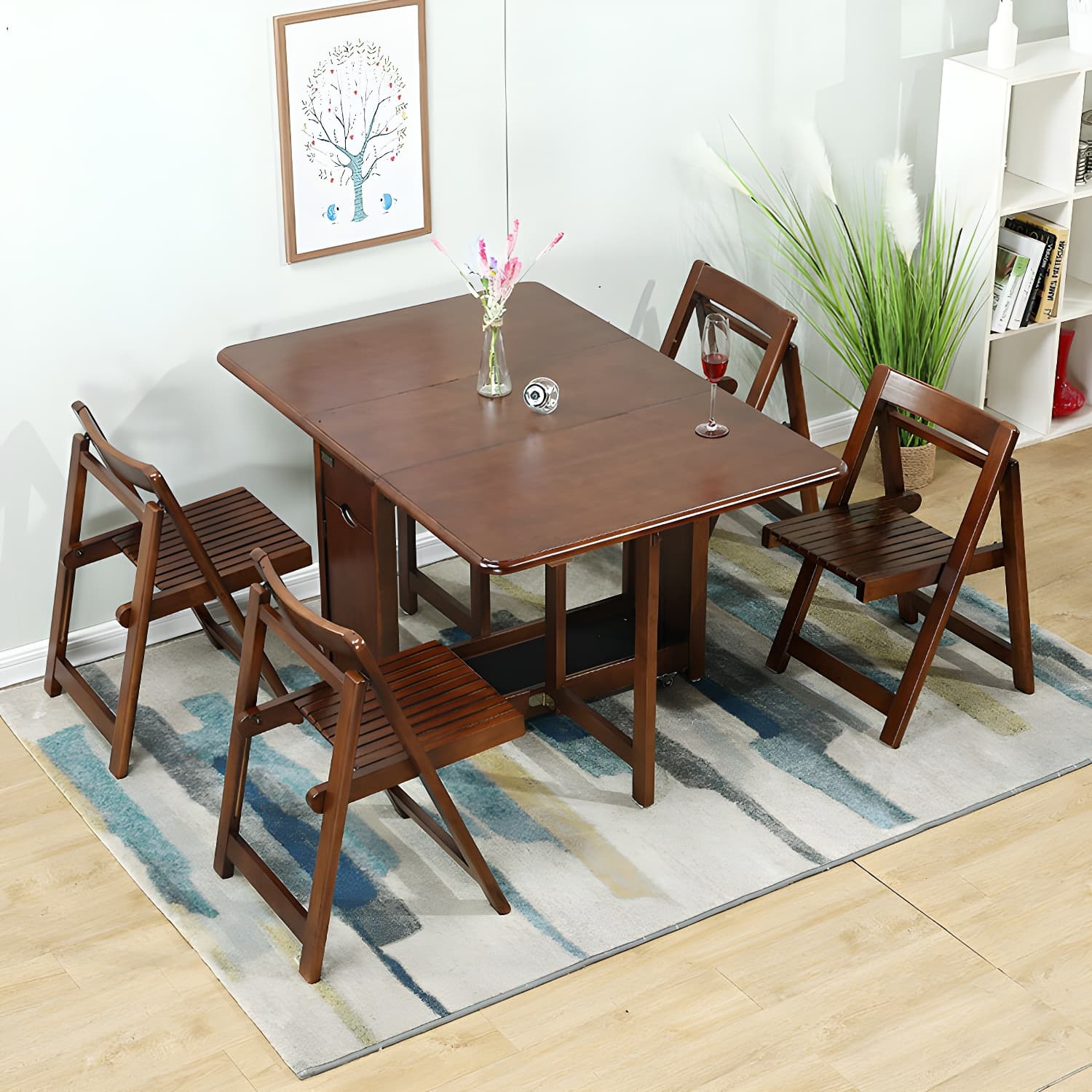 Trendy Collapsible Solid Wood Dining Set Non-adjustable Standard Height thumbnail 8