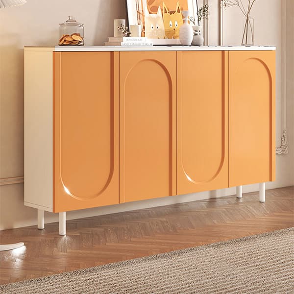 Scandinavian Wood Sideboard Credenza with Cabinet and Adjustable Shelves thumbnail 6