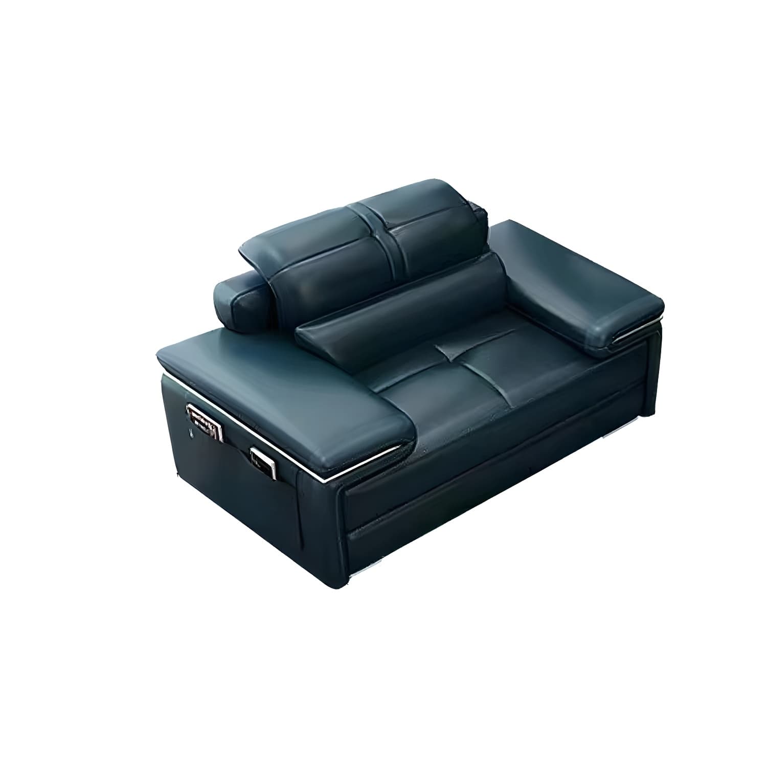 Genuine Leather Sectional 34.65"High Pillow Top Arm Sofa with Storage, Blue thumbnail 5