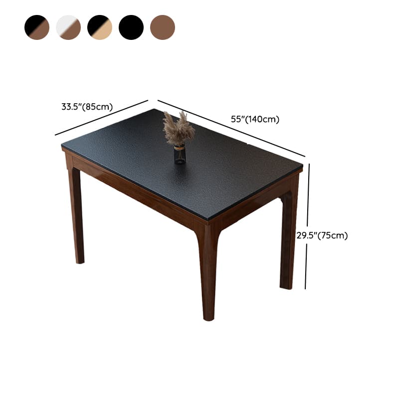 Scandinavian Rectangular Sintered Stone Dining Table Set with Four Legs Fixed Table for 4/2 People in Ink/Chalk thumbnail 12