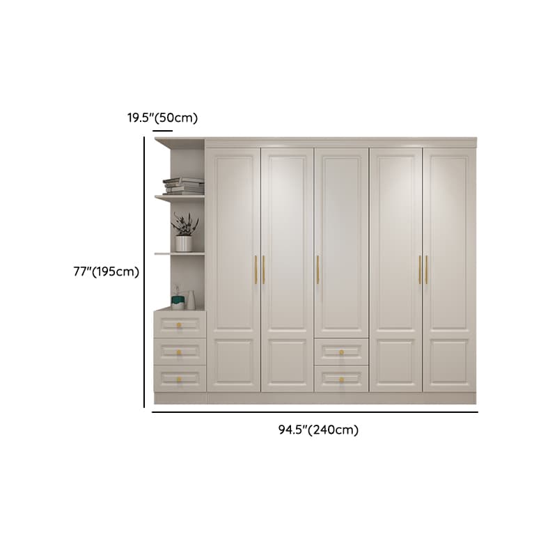 White Minimalist Lumber Wardrobe Closet with Soft Close Drawer, Soft Close Door, Interior Shelves, and Clothing Rod thumbnail 22