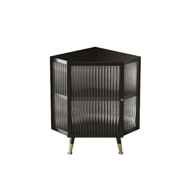 Gold Corner Accent Cabinet with Glass Doors and Metal Shelving thumbnail 1