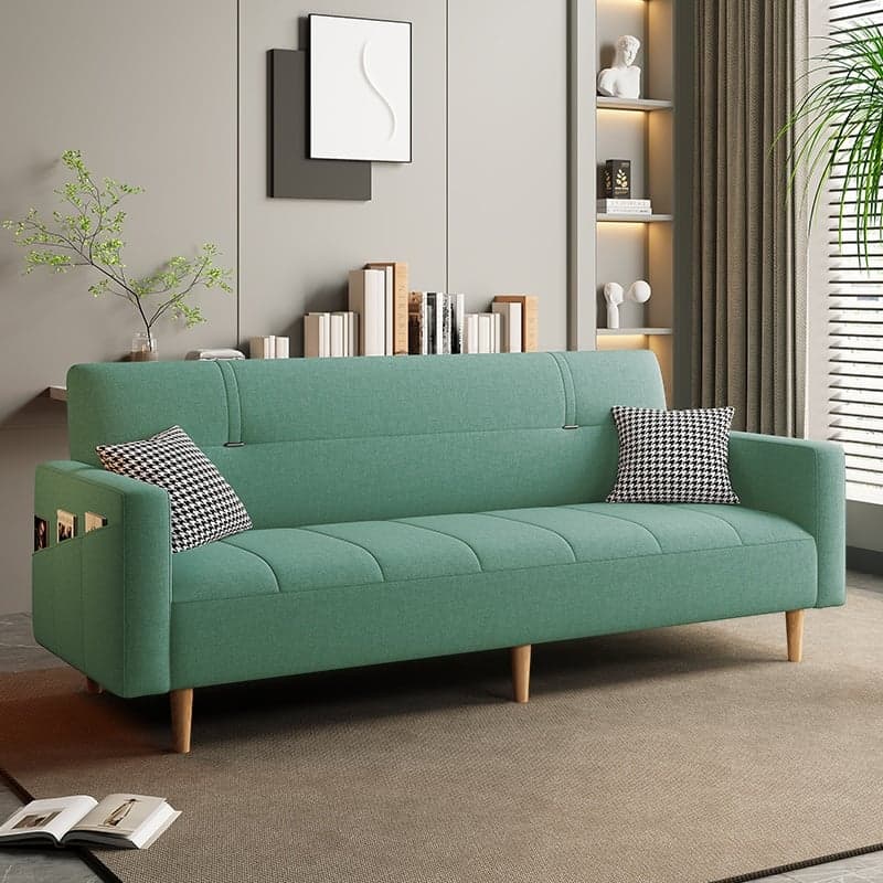 Trendy Solid Color Convertible Sofa in Light Gray/Butter Color/Coffee with Arm, 4-seater/Seats 3/2 People, Receptacle Storage, and 2 Pillows thumbnail 4