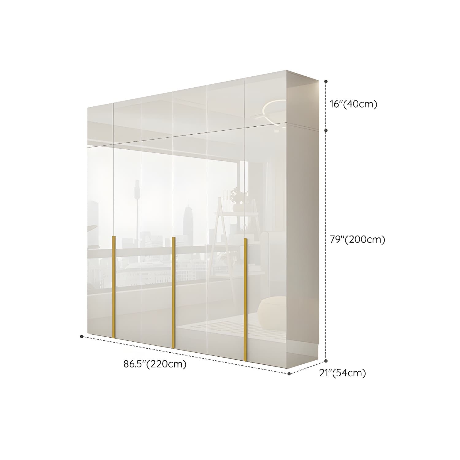 White Modern Style Wardrobe Cabinet Engineered Wood with Garment Rod thumbnail 29