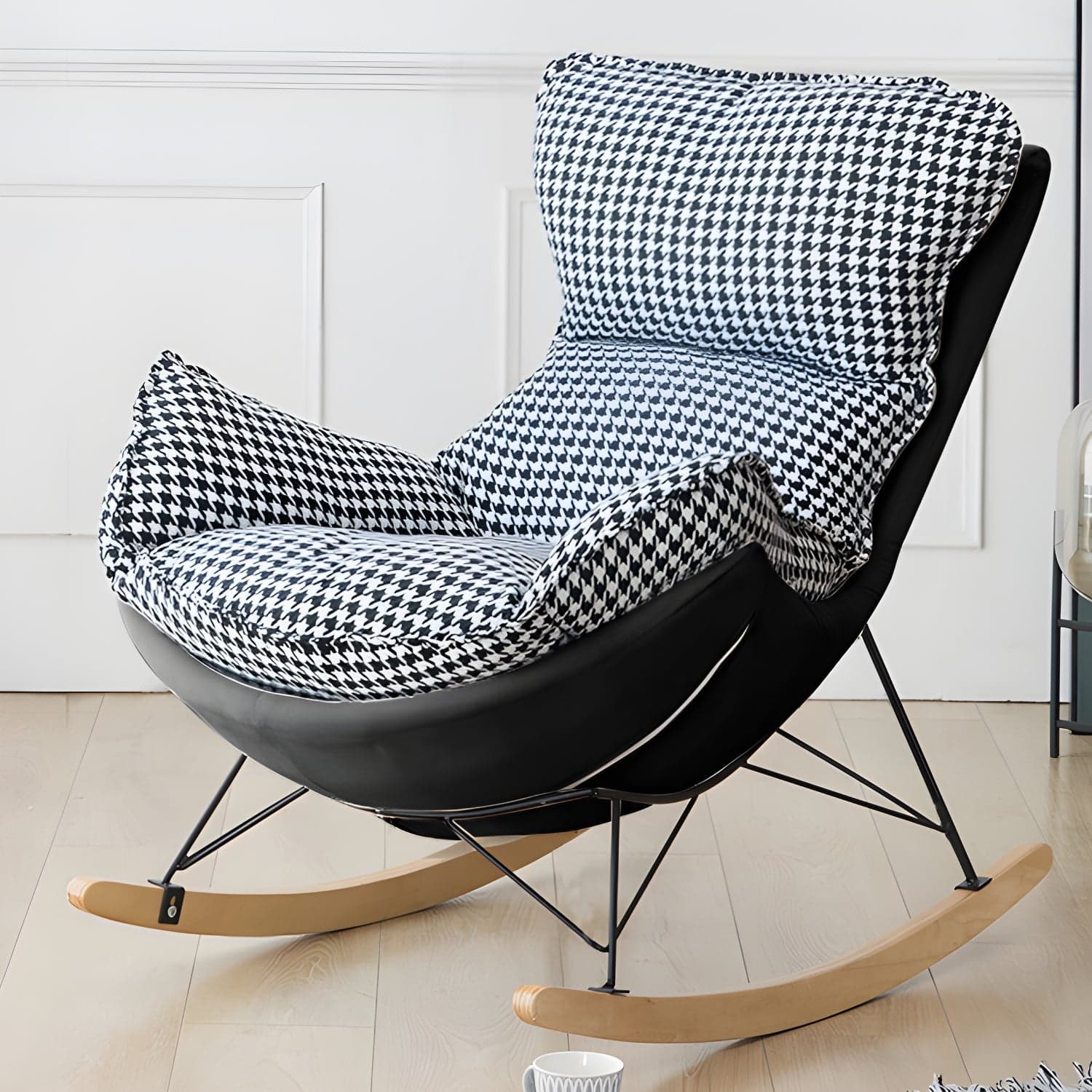 Stylish and Comfortable Modern Upholstered Rocking Chair with Removable Back Cushion thumbnail 2