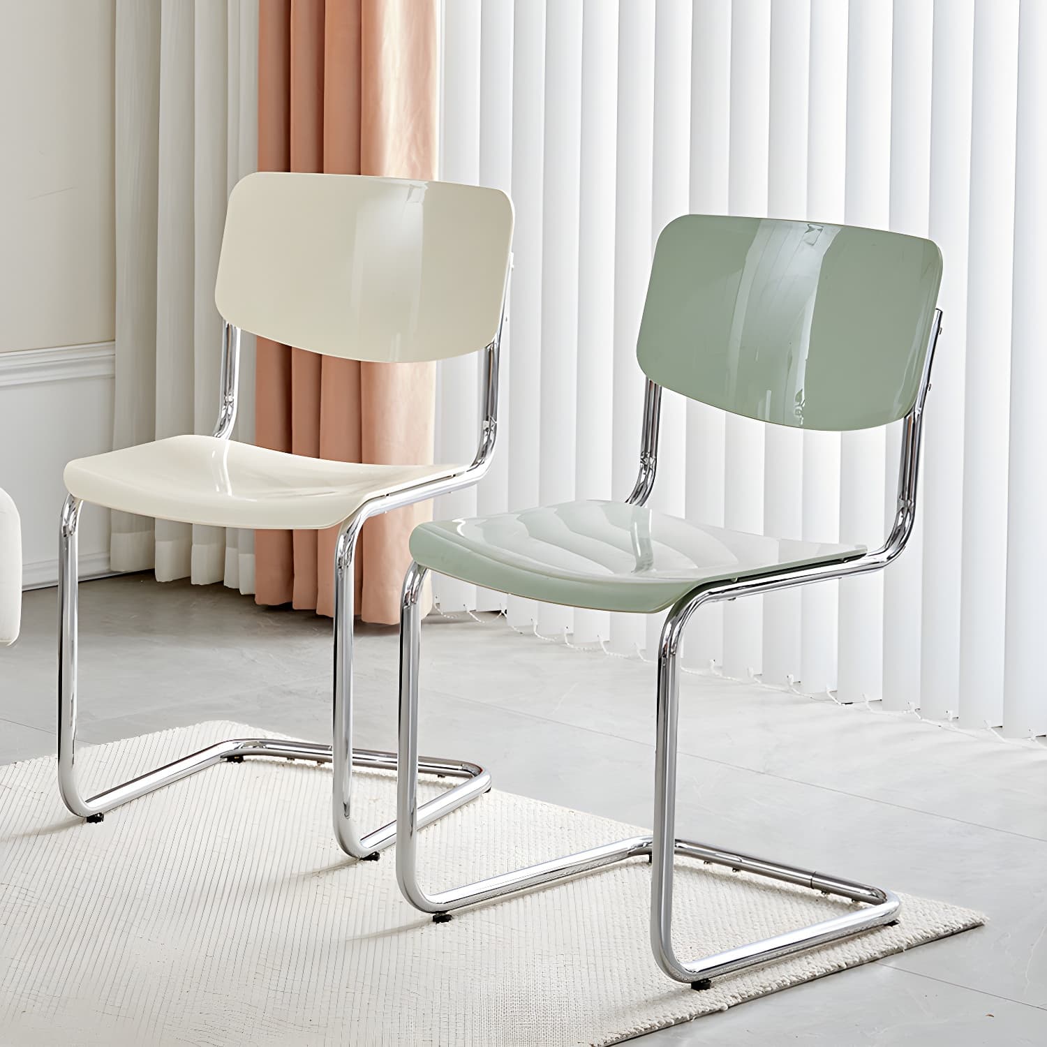 Modern Plastic & Acrylic Side Chair with Low Back and Open Back Style - Silver Leg Color thumbnail 8