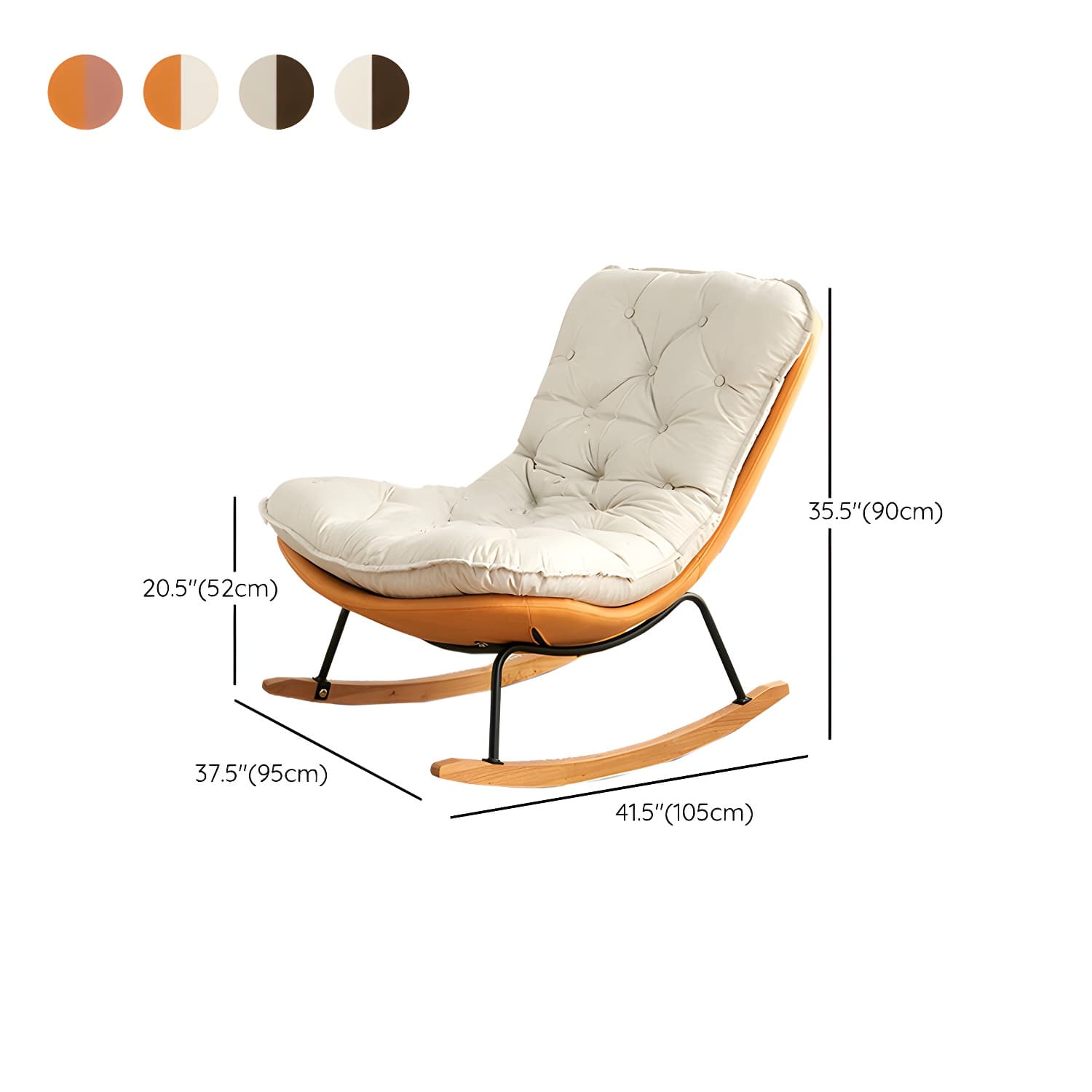 Stylish Modern Metal Rocking Chair with Tufted Upholstery and Stain-Resistant, Removable Cushions thumbnail 18