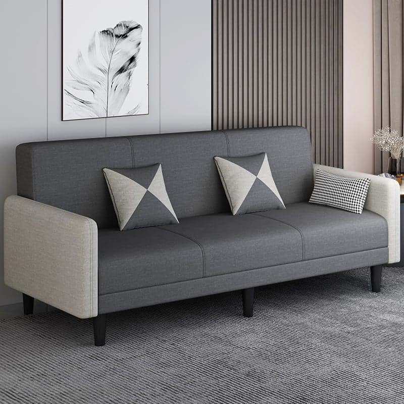 Trendy Solid Color Stain Resistant Standard Sofa in Grey/Cerulean/Beige with Arm, 4-seater/Seats 3 and 2 Pillows thumbnail 2