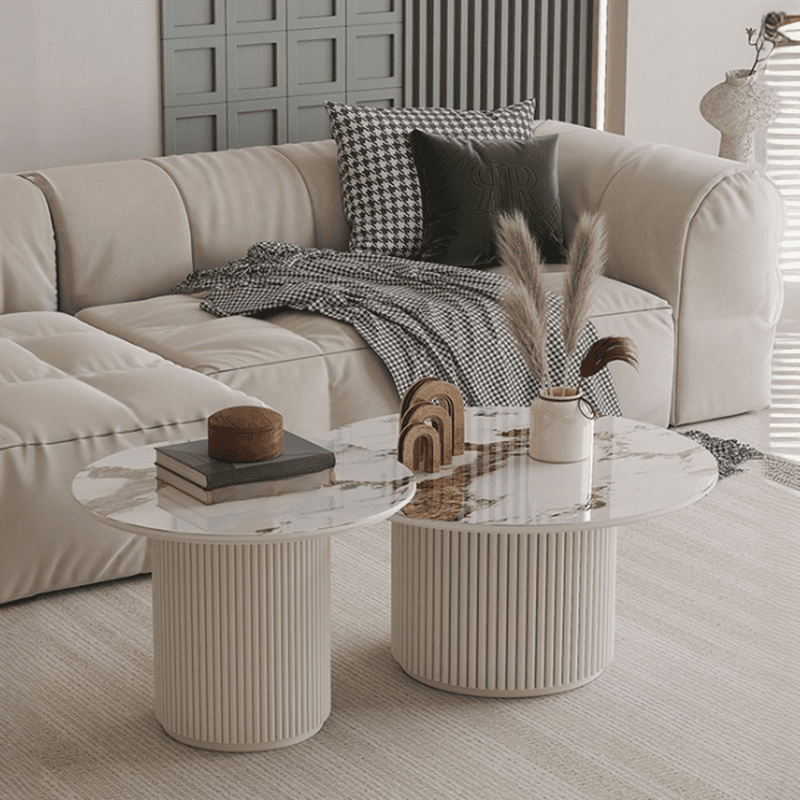 Circular-shaped Ivory Board Game Coffee Table for Home thumbnail 4