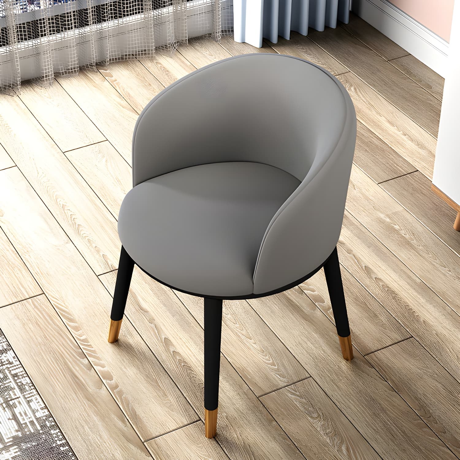 Contemporary Leather Home Arm Chair Solid Back Matte Finish Dining Chair thumbnail 22