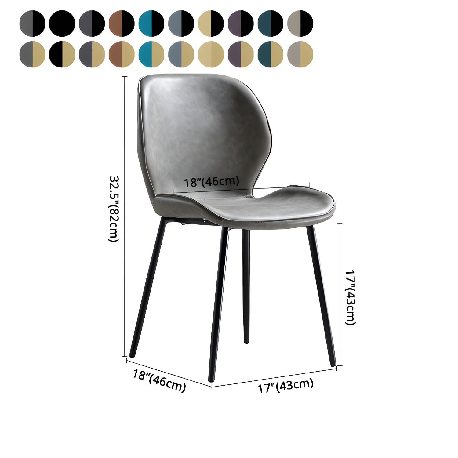 Scandinavian Leather Home Side Chair Matte Finish Wingback Dining Chair (Set of 2) thumbnail 25