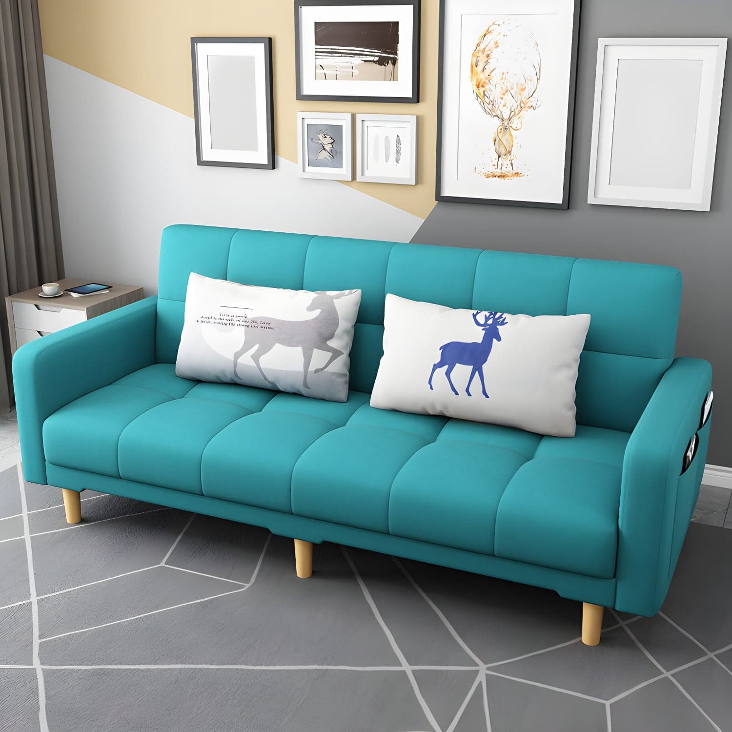 Square Arm Modern Storage Sofa with Biscuit Back Convertible Sofa for Living Room thumbnail 6