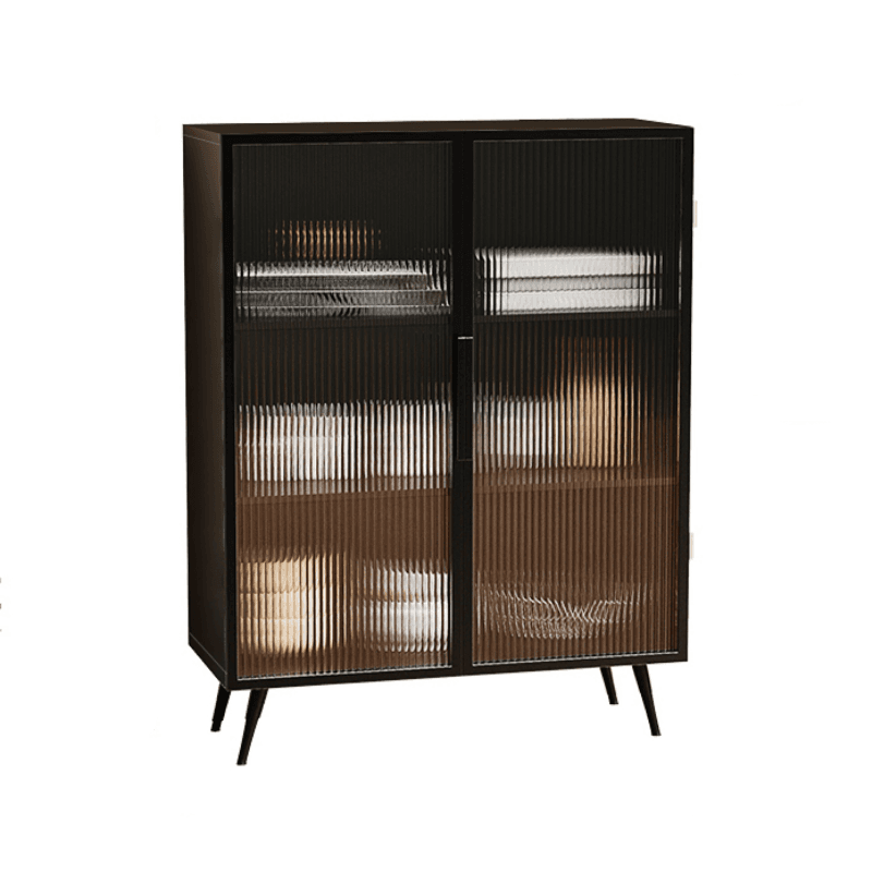 Contemporary Metal Floor-mounted Sideboard with Vertical Glass Doors thumbnail 9