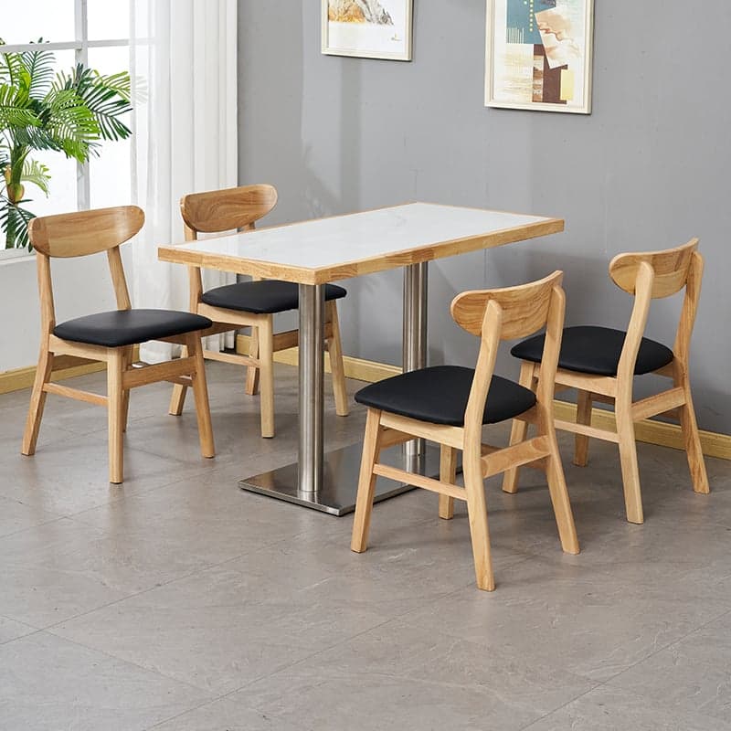 Dining Table Set with Slate Stone Top and Trestle Base, Seating Capacity for 4 People thumbnail 2