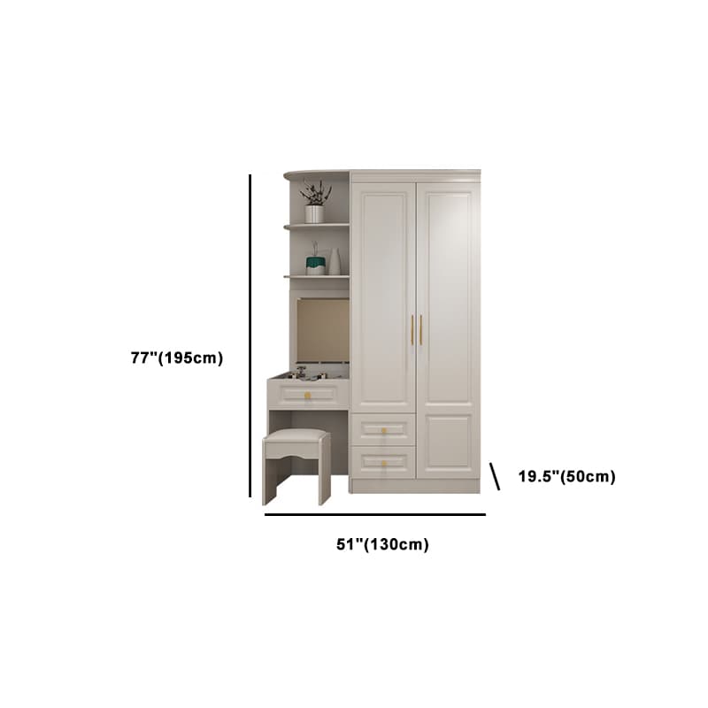 Art Deco Chalk Manufactured Wood Free Standing Interior Shelves Wardrobe with Soft Close Drawer and Hanging Rod thumbnail 32