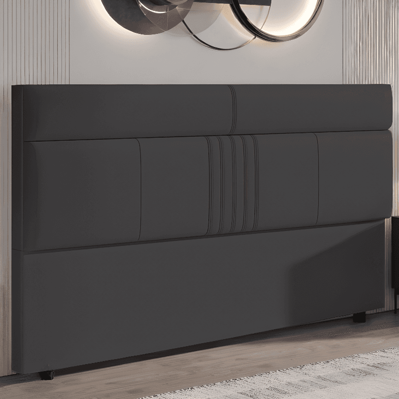 Simplistic Panel Headboard in Pine Wood with Rectangular Shape for King/Queen/Full Bed, Standard Height, Sponge Upholstery, No Distressing thumbnail 1