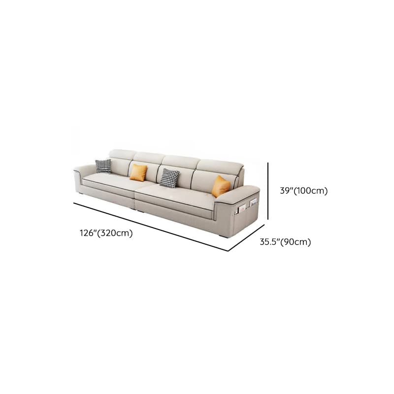 Casual L-Shape Stain Resistant Cream Sofa Recliner with Left/Right Hand Facing Square Arm and Chaise Component thumbnail 12