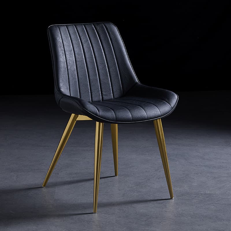 Outlined Faux Leather Upholstered Reliable Side Chair with Metal 4 Legs for Restaurant thumbnail 21