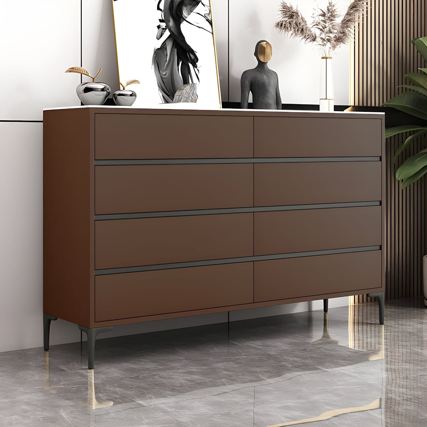 Glam Vertical Stone Storage Chest Bedroom Chest with 8 Drawers - image 11