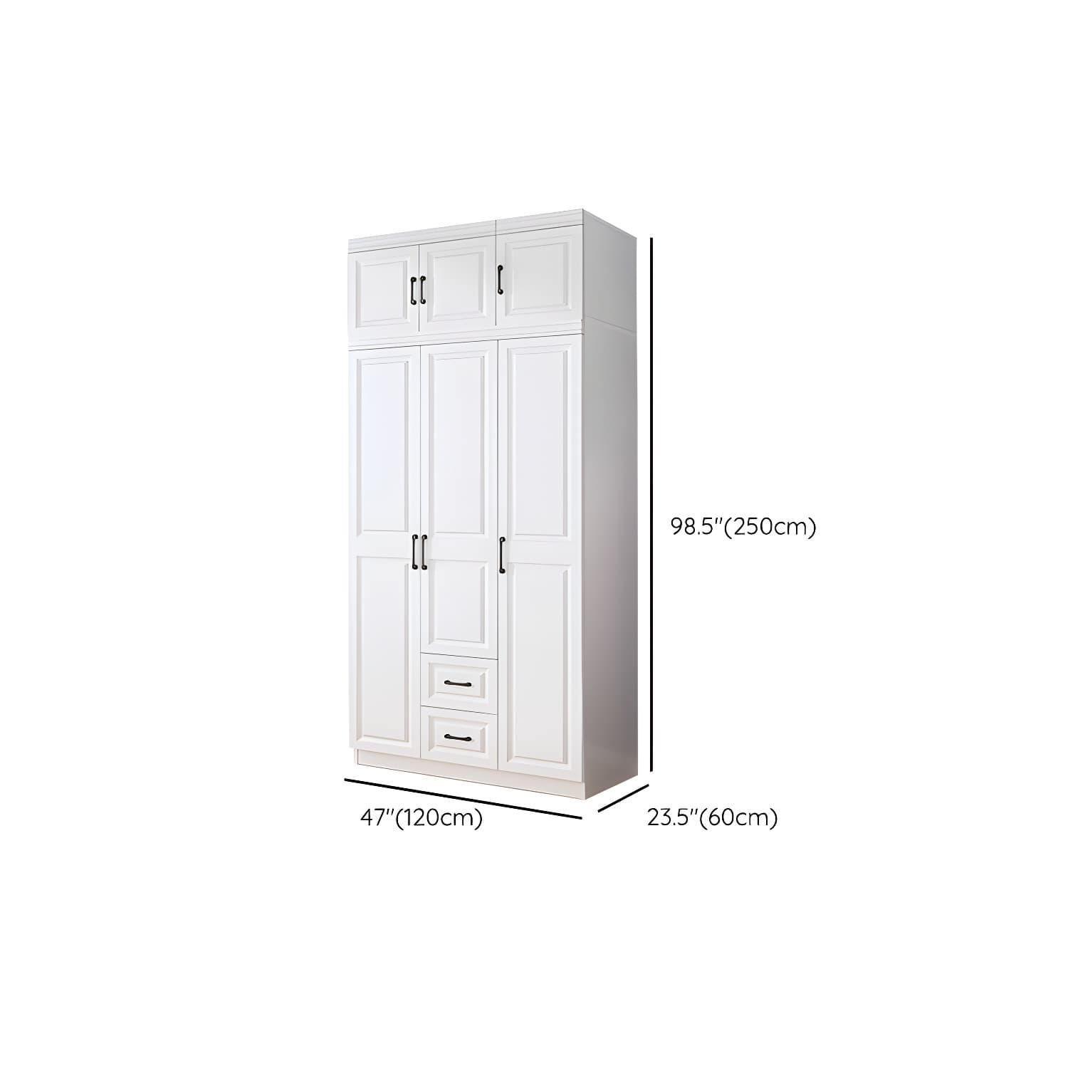 Modern White Wood Wardrobe Armoire with Soft-Close Drawers and Clothing Rod thumbnail 15