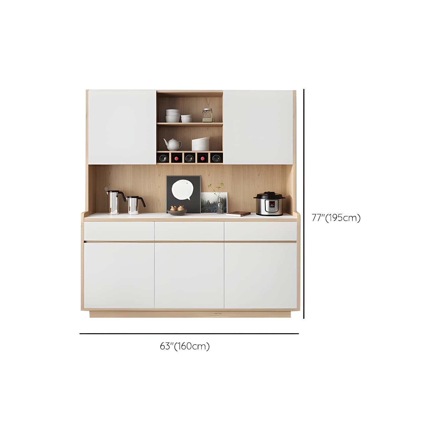 Five Doors Three Drawers Sideboard Glam Buffet Server for Living Room thumbnail 17