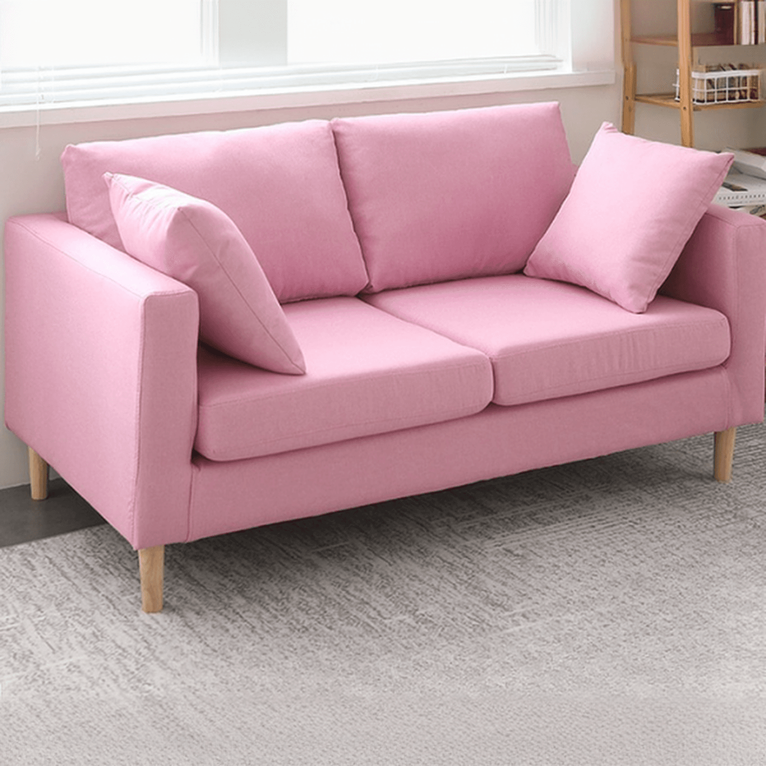 Cream/Dove Grey/Cerulean Loveseat with Slipcover, Wide Pillow Back, Receptacle and 2 Pillows thumbnail 11