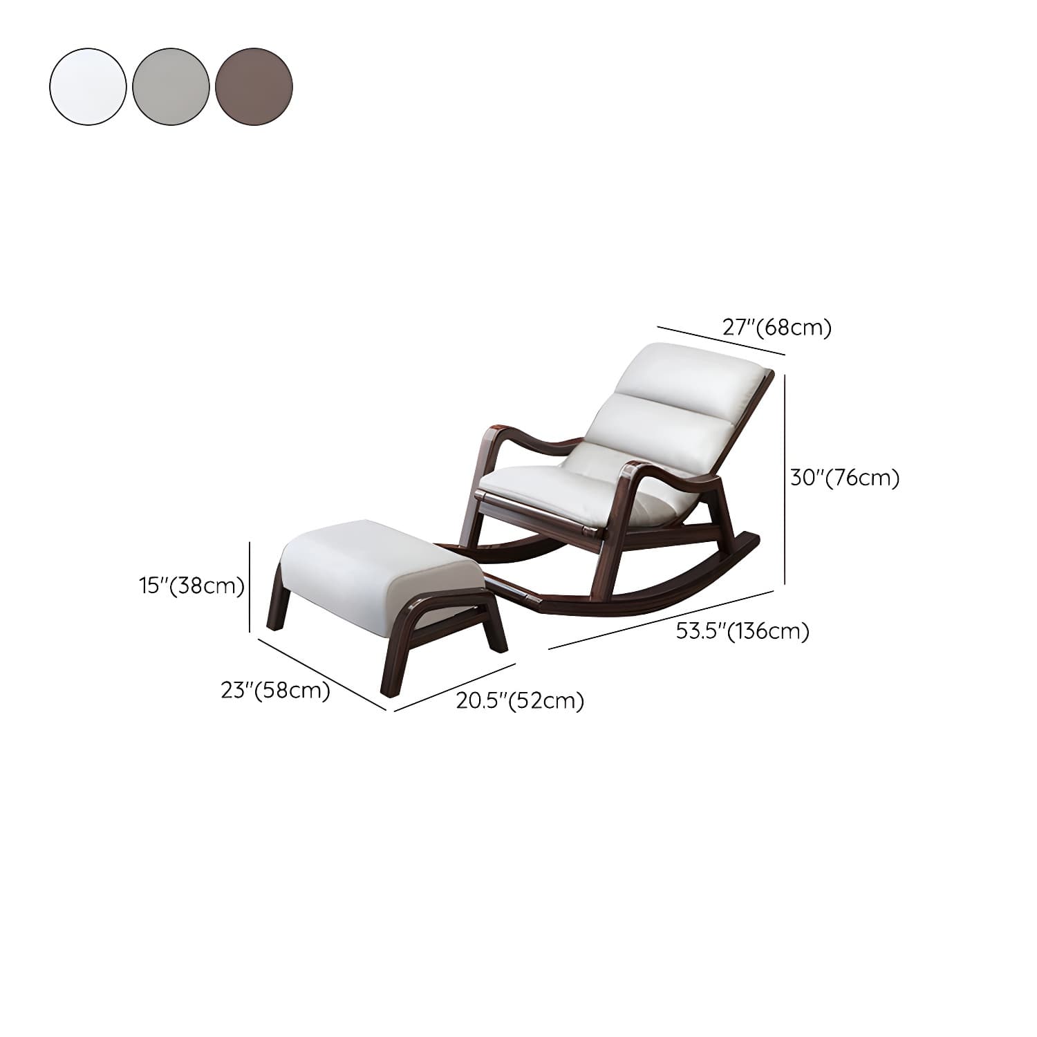 Reclining Solid Wood Living Room with Dark Legs Traditional Rocking Chair thumbnail 20