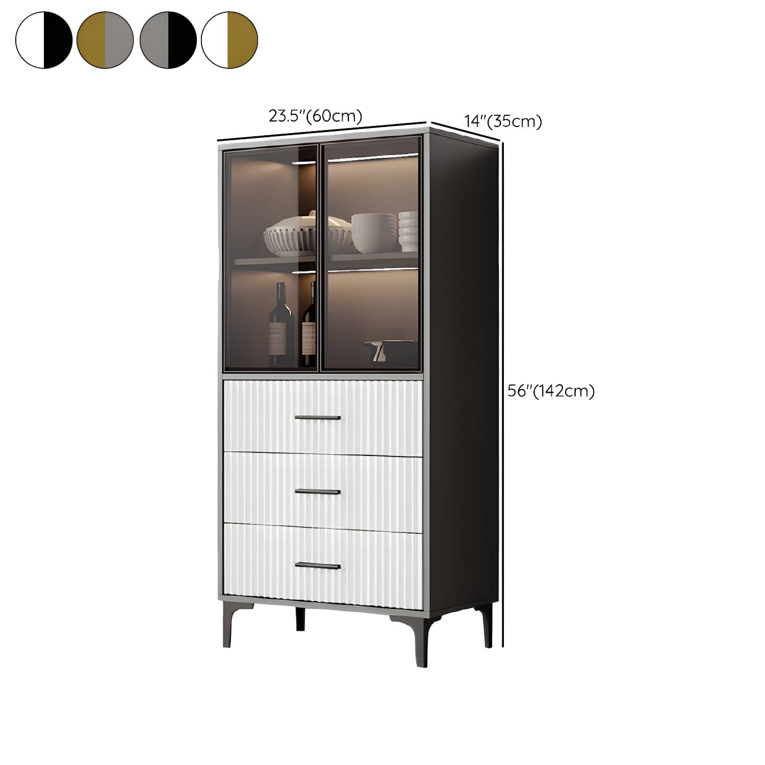 Contemporary Sideboard Cabinet for Dining Room with Glass Doors & Drawers Included thumbnail 19