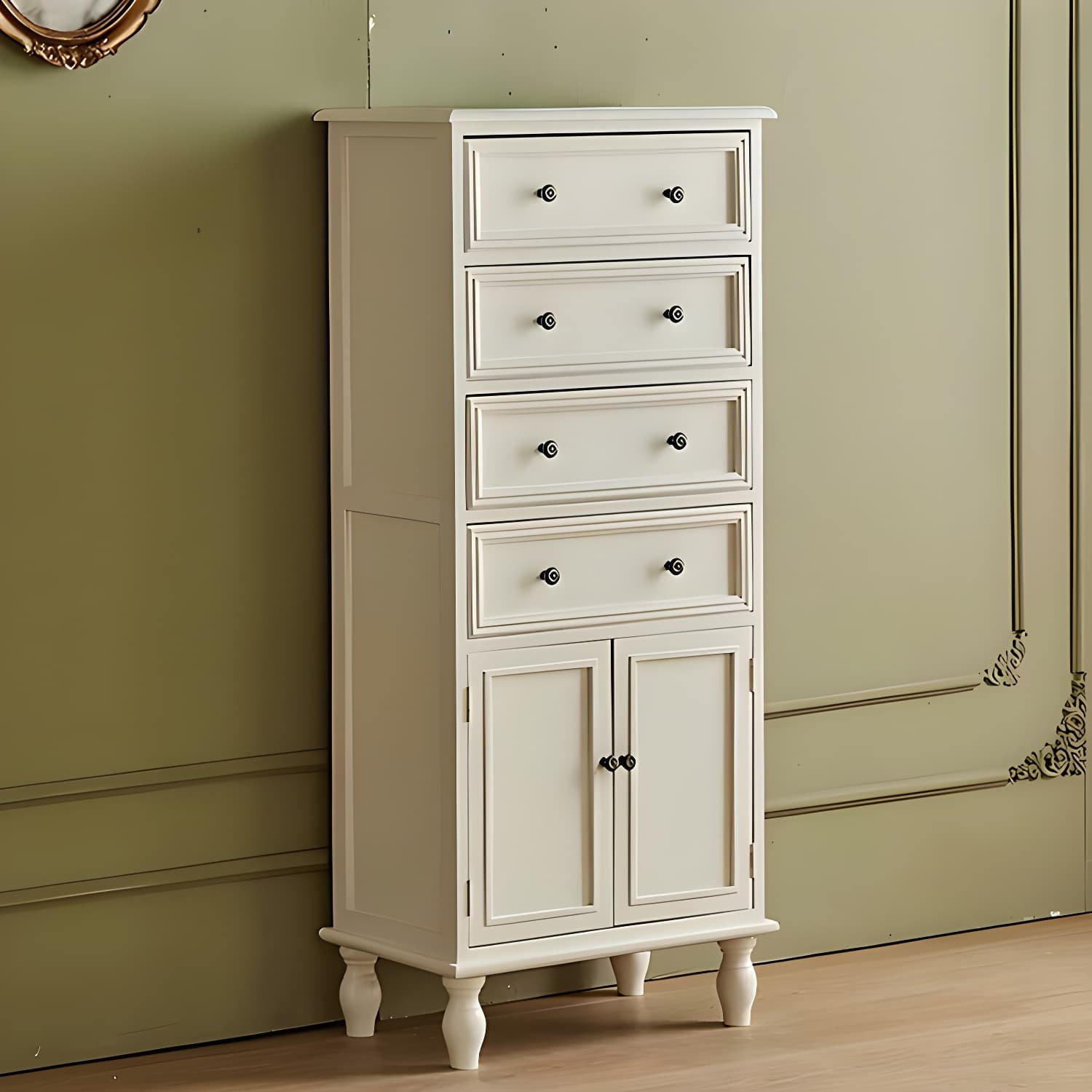 Mid-Century Modern Rectangular Wood Accent Cabinet with 1 Cabinet and Drawers thumbnail 7