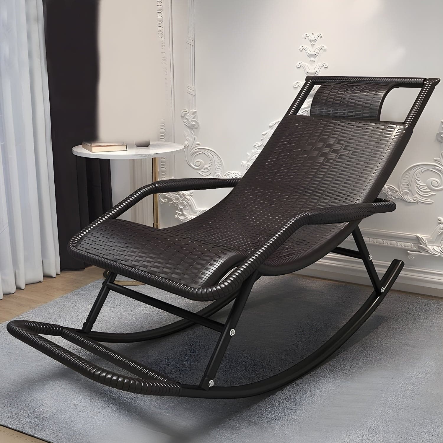Modern Rattan Rocker Chair Reclining Rocking Chair for Home Decor - image 4