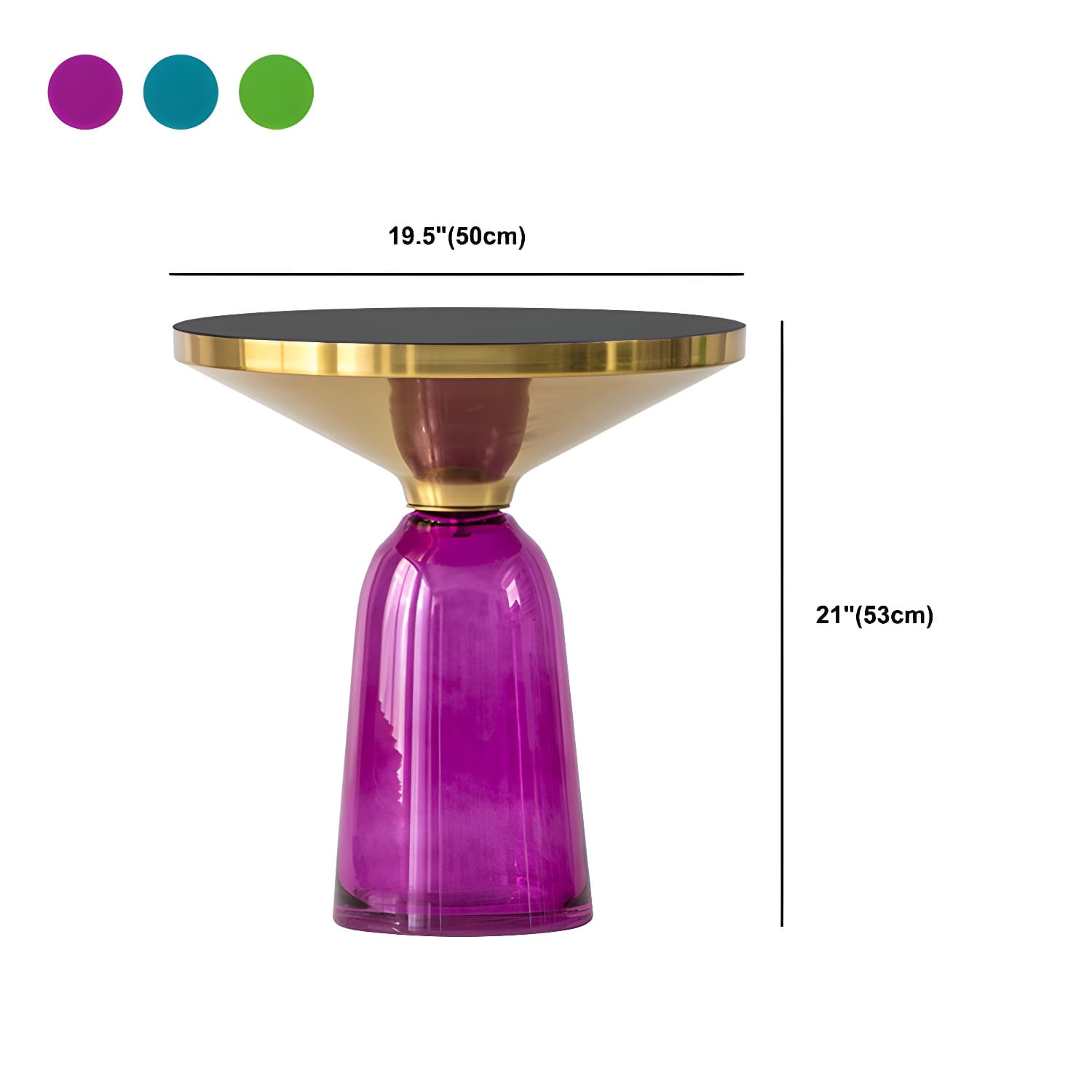 Pedestal Cone Coffee Table Modern Round Glass Top Cocktail Table thumbnail 16
