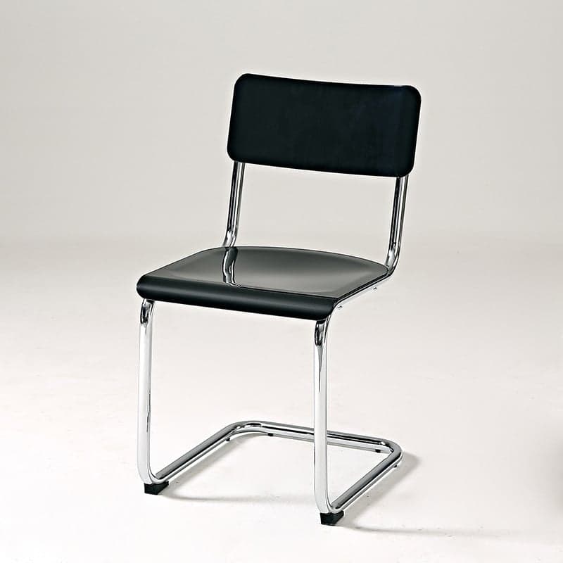Cantilever Stable Armless Chair with Foot Pads, Open Back and Metal Base in a Modern Style thumbnail 1