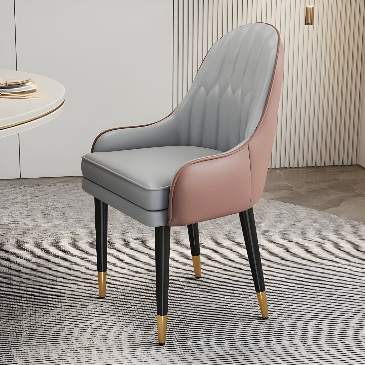 Glam Arm Chair with Upholstered Faux Leather, Solid Back, and Metal Legs thumbnail 14