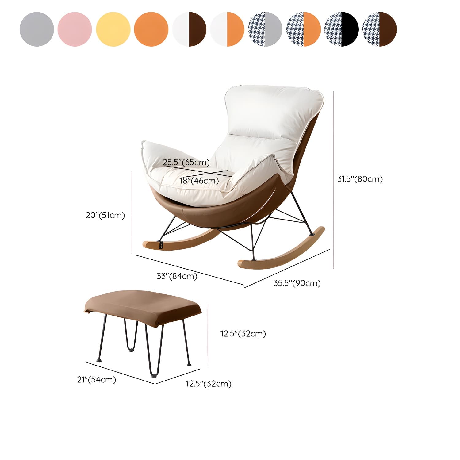 Stylish and Comfortable Modern Upholstered Rocking Chair with Removable Back Cushion thumbnail 19