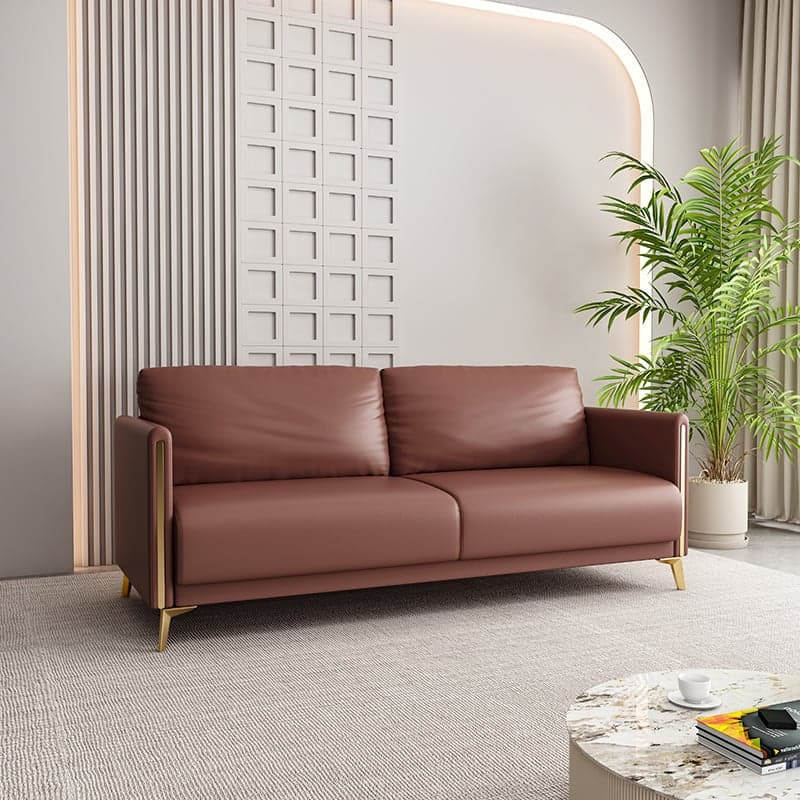 Modish Solid Color Scratch-durable Floor Sofa in Pleather with Gray/Chalk/Tangerine Color for 3/for 2 thumbnail 3