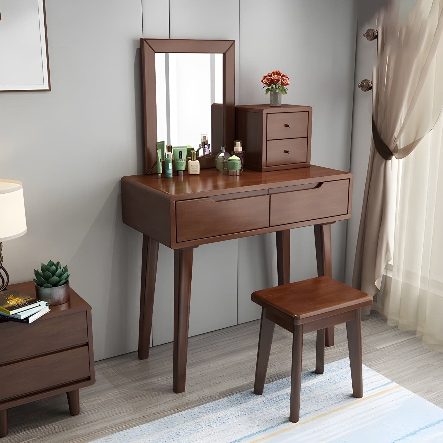 Traditions Make-up Vanity Solid Wood Bedroom With Drawer Dressing Table thumbnail 7