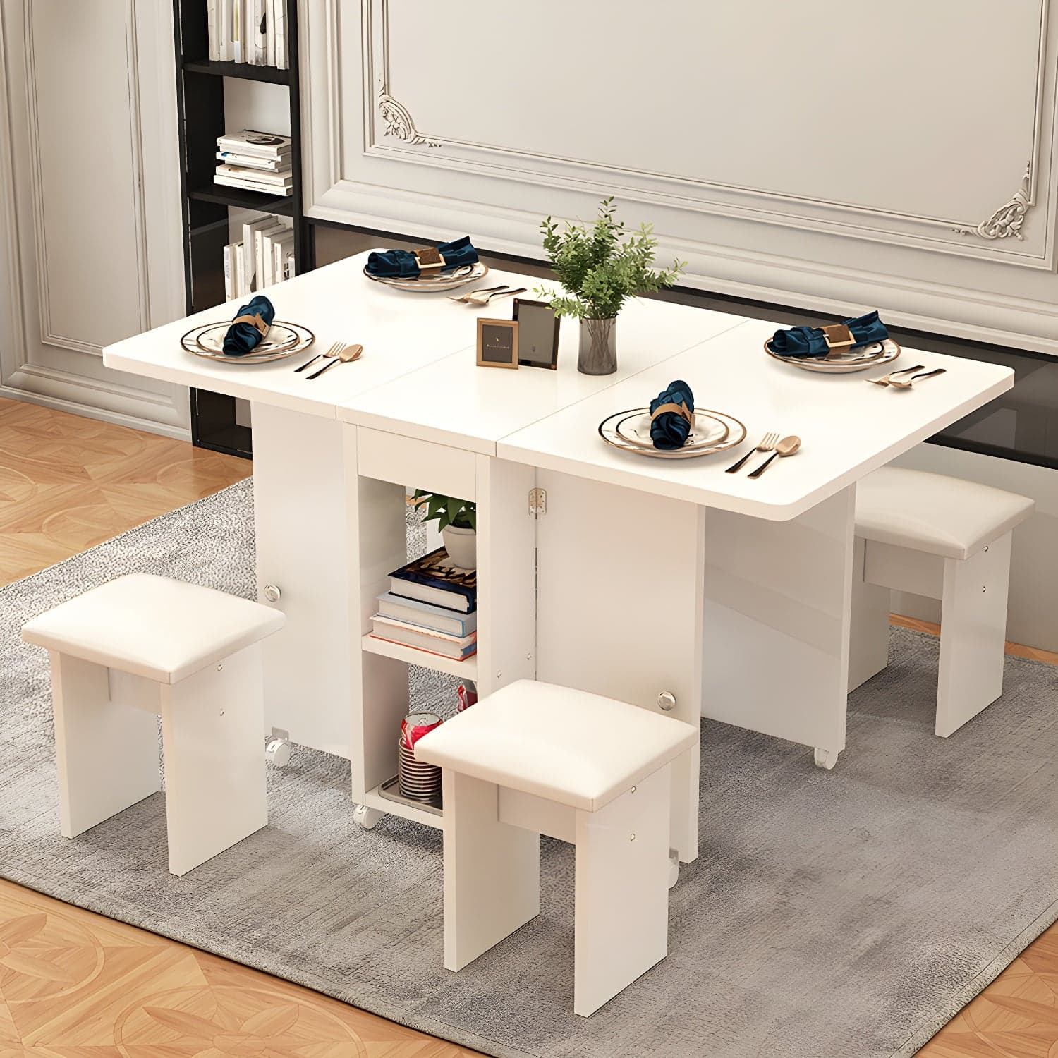 Collapsible Pedestal Manufactured Wood Kitchen & Dining Table 30in by 30in Modern Style thumbnail 3