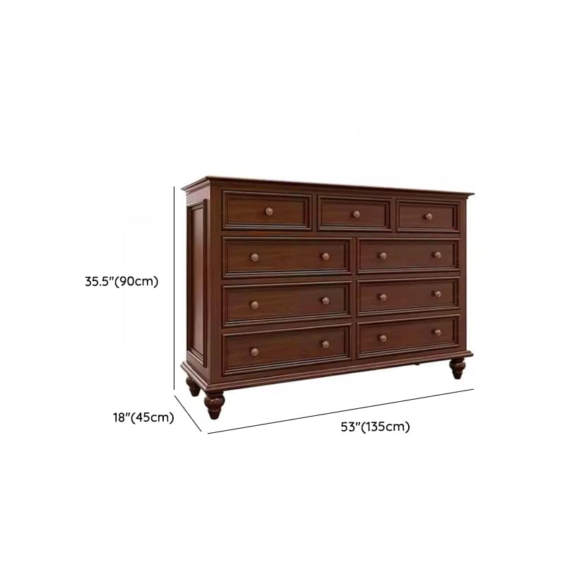 Cocoa Retro Ash Wood Double Dresser/Lingerie Chest/Bachelor Chest with 9/7/8 Drawers in Horizontal/Vertical Orientation thumbnail 15