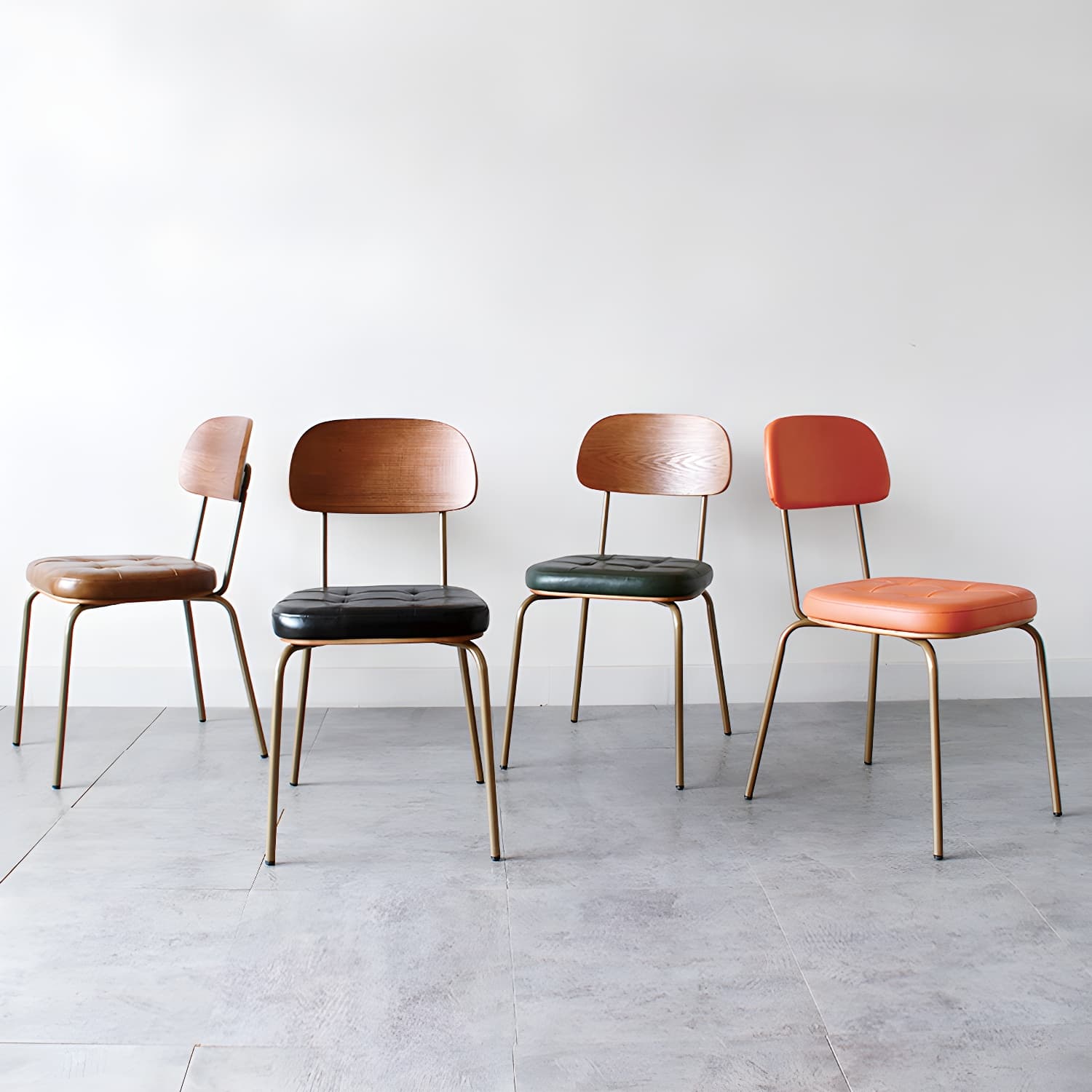 Industrial Style Leather Dining Side Chair Dining Room Open Back Side Chair Set thumbnail 10
